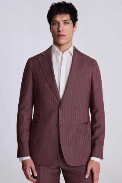 Moss Custom Made  Cerise Herringbone Suit In Pink