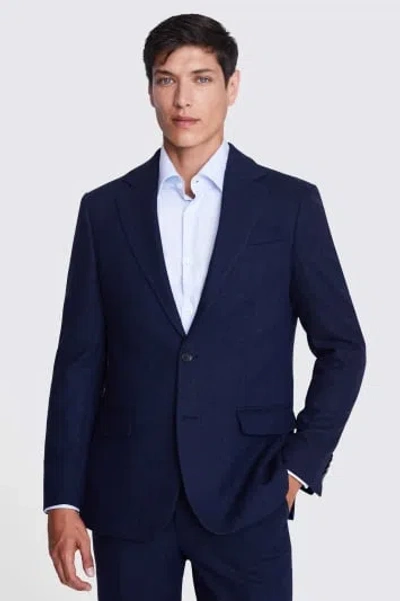 Moss Custom Made  Ink Herringbone Suit In Blue