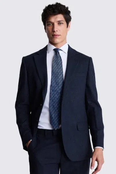 Moss Custom Made  Ink Herringbone Suit In Blue