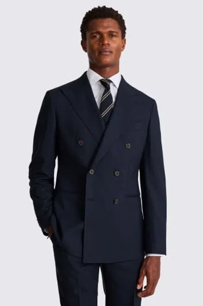 Moss Custom Made Italian  Navy Suit In Blue