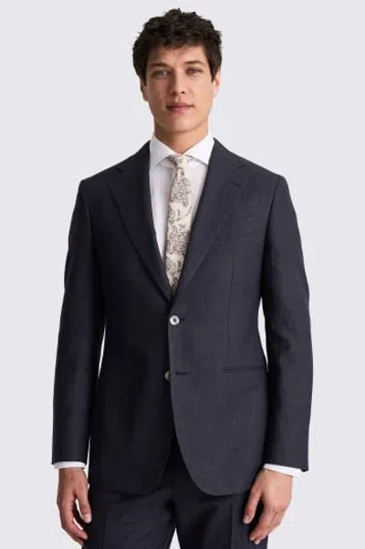 Moss Custom Made Italian  Navy Suit In Blue