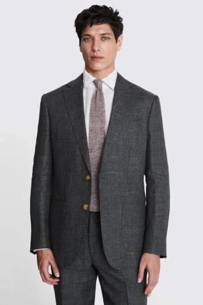 Moss Custom Made  Khaki Linen Jacket In Green
