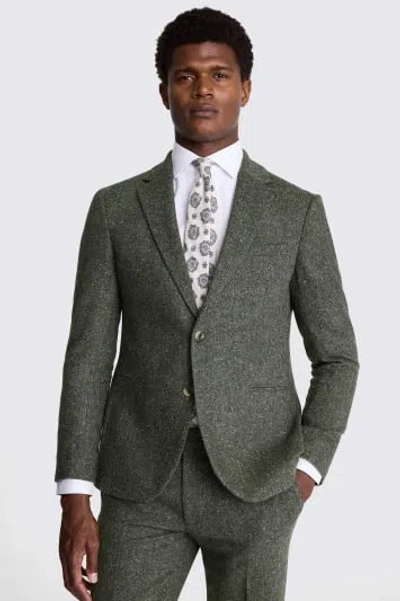 Moss Custom Made  Khaki Tweed Suit In Green