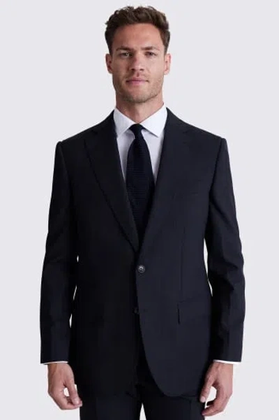 Moss Custom Made  Navy Check Suit In Blue