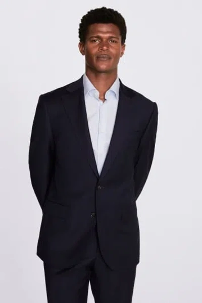 Moss Custom Made  Navy Twill Suit In Blue