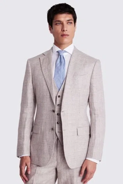 Moss Custom Made  Oatmeal Linen Suit In Beige