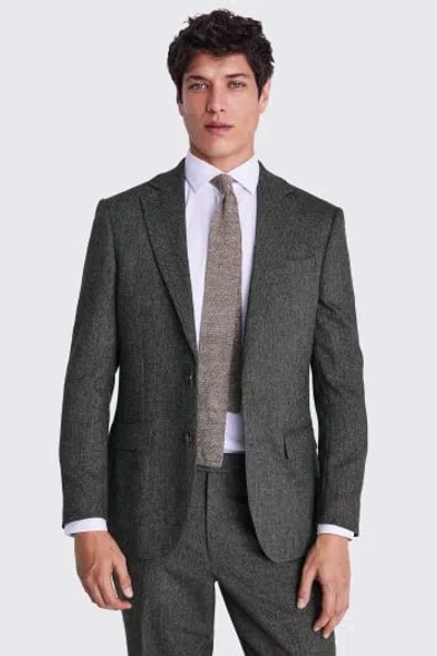 Moss Custom Made  Olive Herringbone Suit In Green