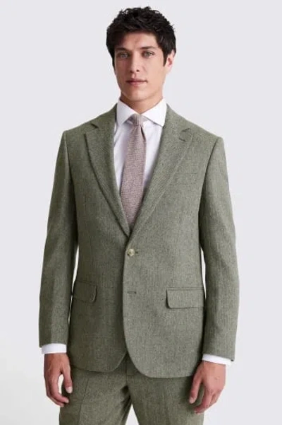 Moss Custom Made  Sage Herringbone Suit In Green