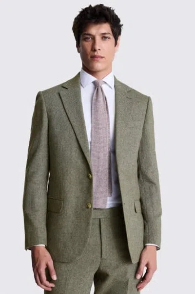 Moss Custom Made  Sage Herringbone Suit In Green