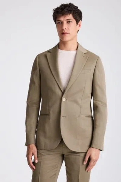 Moss Custom Made  Sage Linen Suit In Green