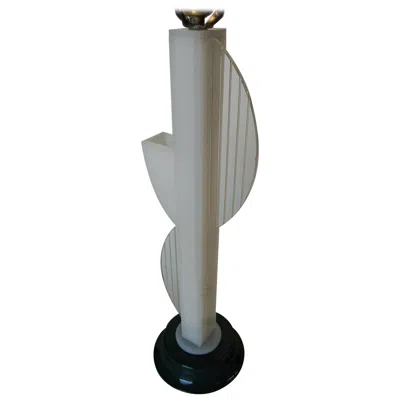 Pre-owned Moss Lamp Co. 1 Mid-century Modern White Lucite Table Lamp With Side Planter By Moss Lighting