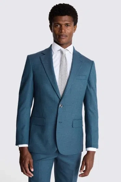 Moss Custom Made  Teal Flannel Suit In Blue