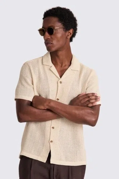 Moss Neutral Open Knit Shirt In Beige