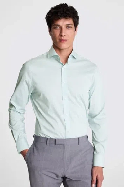 Moss Tailored Fit Aqua Stretch Shirt In Blue