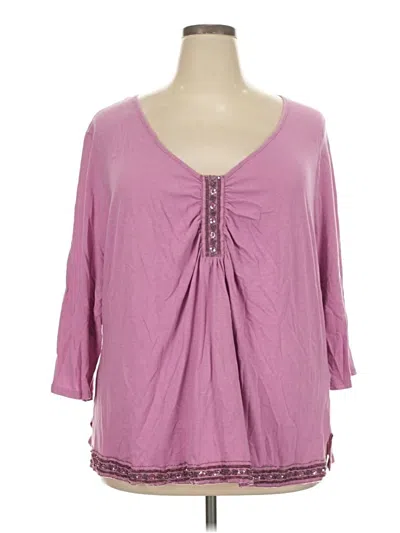 Pre-owned Mossimo 3/4 Sleeve Top Purple Sweetheart Neckline Tops