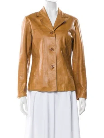 Pre-owned Mossimo Leather Blazer In Brown