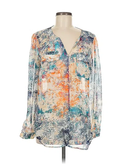 Pre-owned Mossimo Long Sleeve Blouse In Blue