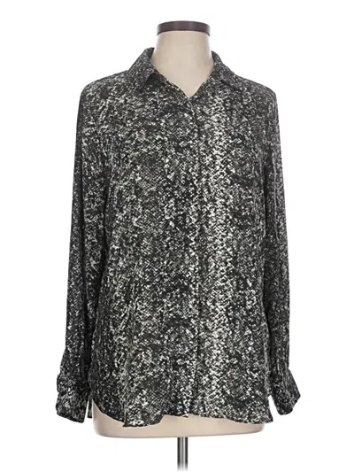 Pre-owned Mossimo Long Sleeve Blouse In Silver