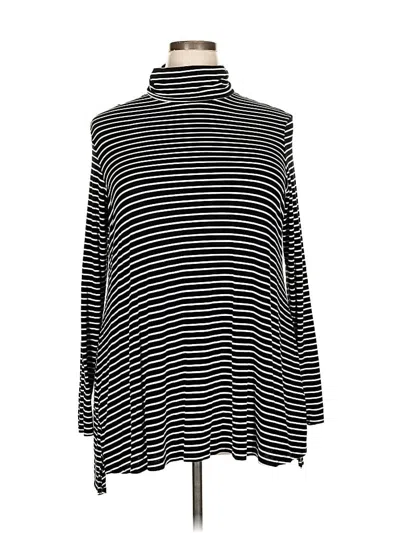 Pre-owned Mossimo Long Sleeve Top Black Stripes Pattern Turtleneck Tops