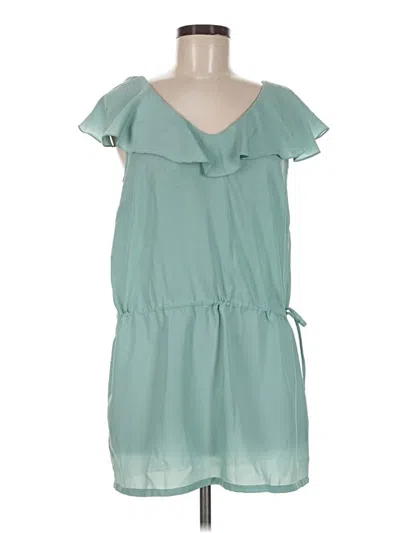 Pre-owned Mossimo Sleeveless Top Teal Ruffles Neckline Tops