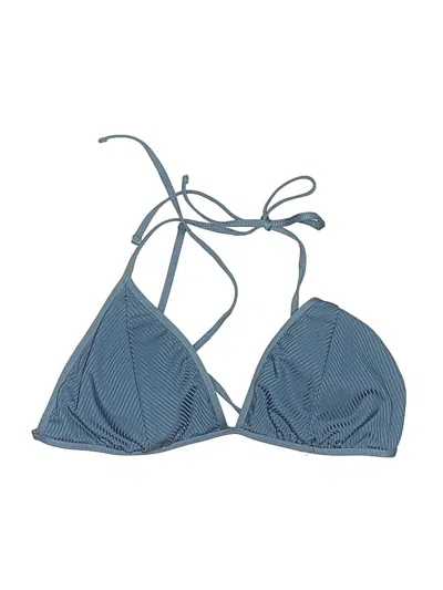 Pre-owned Mossimo Swimsuit Top Blue Chevron/herringbone Pattern Swimwear