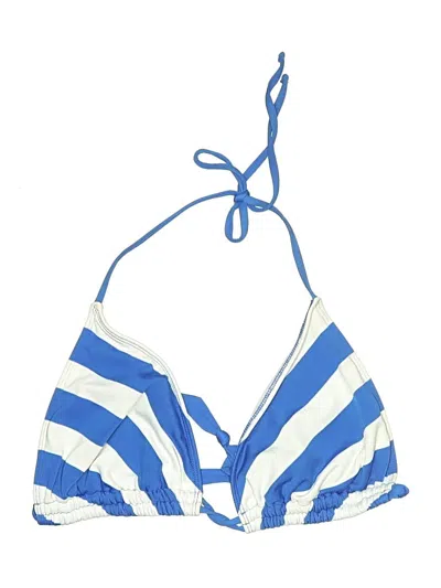 Pre-owned Mossimo Swimsuit Top Blue Stripes Pattern Swimwear