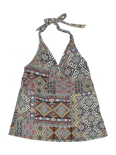 Pre-owned Mossimo Swimsuit Top Gray Print Pattern Swimwear