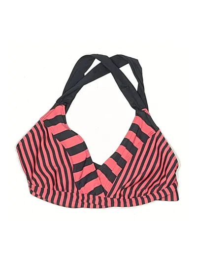 Pre-owned Mossimo Swimsuit Top Red Stripes Pattern Swimwear