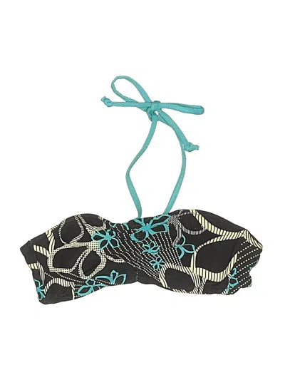 Pre-owned Mossimo Swimsuit Top Teal Print Pattern Swimwear In Blue