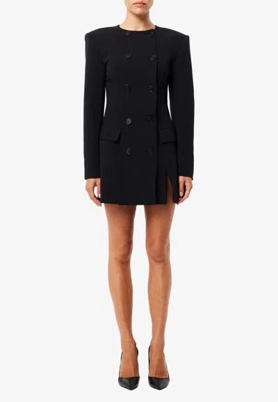 Mossman In Motion Double-breasted Mini Blazer Dress In Black
