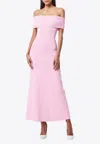 Mossman Monaco Off-shoulder Crepe Midi Dress In Pink