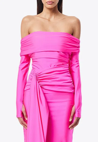 Mossman Power Trip Off-shoulder Top In Fuchsia