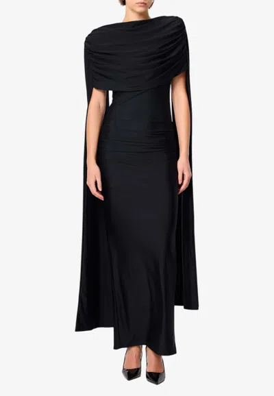Mossman Reign Draped Maxi Dress In Black