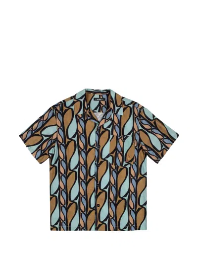 Mosso Sun Wear Fish-print Short-sleeve Shirt In Brown