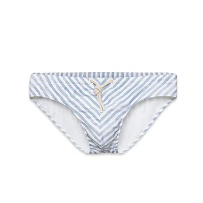 Mosso Sunwear Men's Blue / White Low Waist Logo-embroidered Appliquèd Recycled Swim Brief - In Blue & White