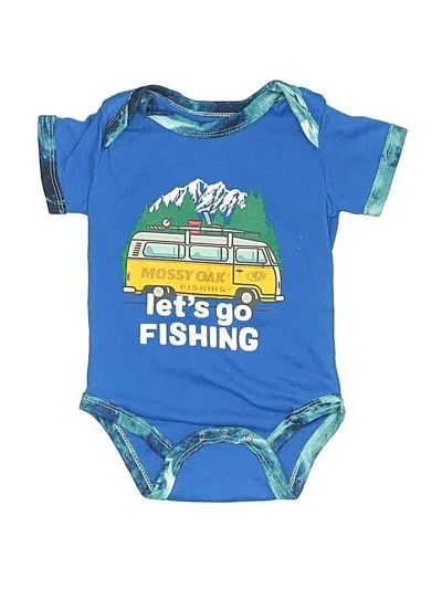 Pre-owned Mossy Oak Babies' Short Sleeve Onesie In Blue