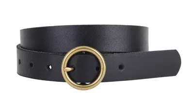 Most Wanted Women's Genuine Leather Belt With Brass Circle Buckle In Black