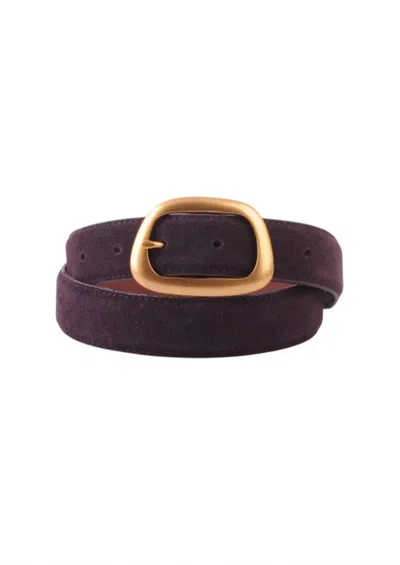 Most Wanted Women's Suede Belt With Organic Shape Buckle In Chocolate In Brown
