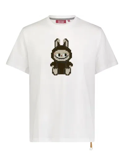 Mostly Heard Rarely Seen 8-bit 8-bit Appliqué Cotton T-shirt In White