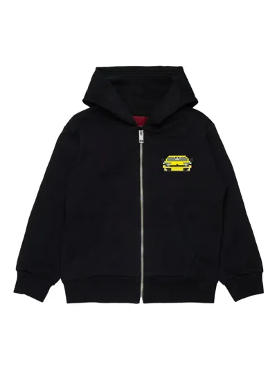 Mostly Heard Rarely Seen 8-bit Kids' Car-print Zip Cotton Hoodie In Black
