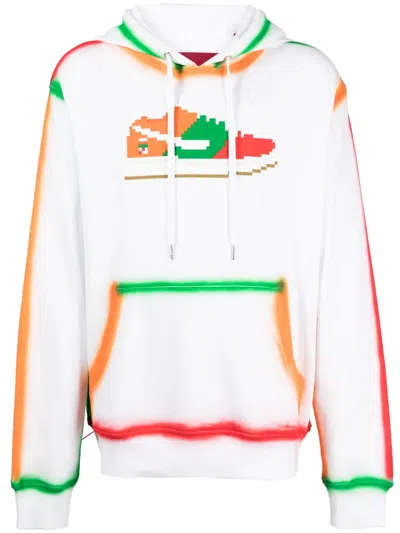 Mostly Heard Rarely Seen 8-bit Convenience Sneak Graphic-print Cotton Hoodie In White
