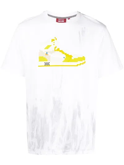 Mostly Heard Rarely Seen 8-bit Drip-dye Canary Hi-top T-shirt In White