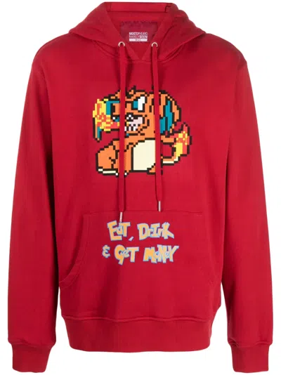 Mostly Heard Rarely Seen 8-bit Eat, Drink, Money, Dragon Cotton Hoodie In Red