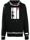 Mostly Heard Rarely Seen 8-bit Floating Heart Graphic-print Cotton Hoodie In Black