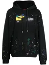 Mostly Heard Rarely Seen 8-bit Graphic-print Paint-splattered Hoodie In Black