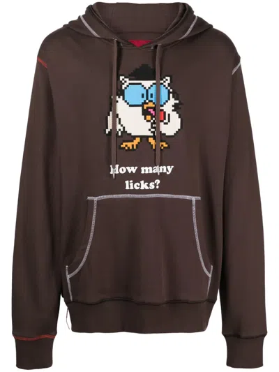 Mostly Heard Rarely Seen 8-bit How Many Licks Graphic-print Cotton Hoodie In Brown