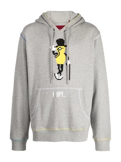 Mostly Heard Rarely Seen 8-bit I Spy Graphic-print Cotton Hoodie In Grey