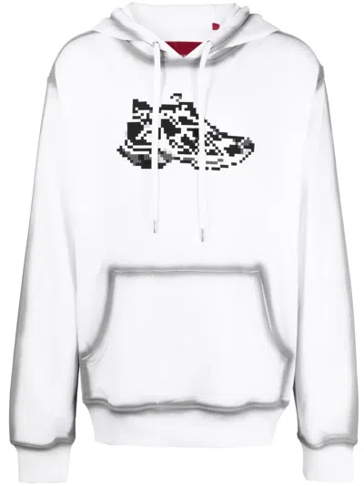 Mostly Heard Rarely Seen 8-bit Black Runner Graphic-print Cotton Hoodie In White