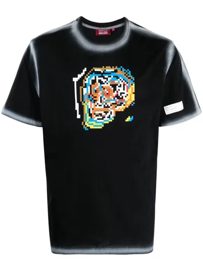Mostly Heard Rarely Seen 8-bit Skull Blowing Cotton T-shirt In Black