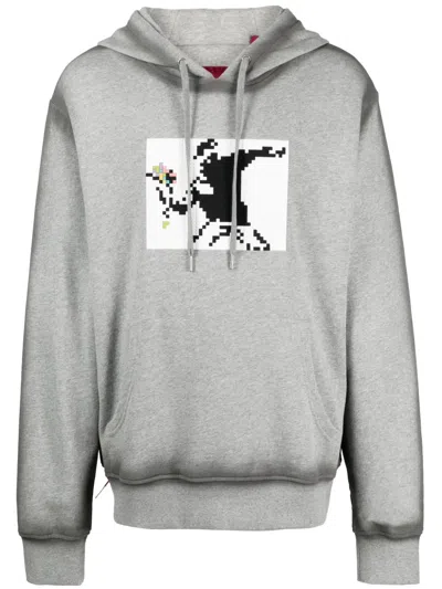 Mostly Heard Rarely Seen 8-bit Throwing The Bouquet Graphic-print Cotton Hoodie In Grey